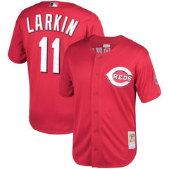 Barry Larkin Cincinnati Reds Mitchell &amp; Ness Fashion Cooperstown Collection Mesh Batting Practice Jersey - Red 2019