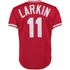 Image of Barry Larkin Cincinnati Reds Mitchell &amp; Ness Throwback Cooperstown Mesh Batting Practice Jersey - Red 2019