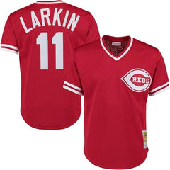 Barry Larkin Cincinnati Reds Mitchell &amp; Ness Throwback Cooperstown Mesh Batting Practice Jersey - Red 2019