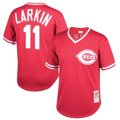 Barry Larkin Cincinnati Reds Mitchell &amp; Ness Youth Cooperstown Collection Mesh Batting Practice Jersey – Red 2019