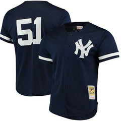 Bernie Williams New York Yankees Mitchell &amp; Ness Fashion Cooperstown Collection Mesh Batting Practice Jersey - Navy 2019