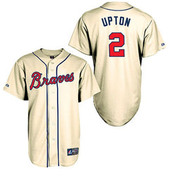 BJ Upton Atlanta Braves Majestic Alternate Old Replica Player Jersey - Cream 2019