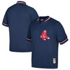 Image of Boston Red Sox Mitchell &amp; Ness Cooperstown Collection Mesh Batting Practice Quarter-Zip Jersey - Navy 2019