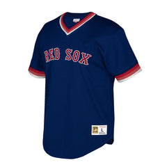 Boston Red Sox Mitchell & Ness Cooperstown Collection Mesh Wordmark V-Neck Jersey – Navy 2019