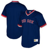 Image of Boston Red Sox Mitchell &amp; Ness Cooperstown Collection Mesh Wordmark V-Neck Jersey – Navy 2019