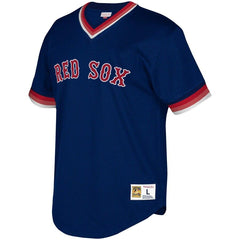 Boston Red Sox Mitchell & Ness Youth Cooperstown Collection Mesh Wordmark V-Neck Jersey – Navy 2019