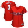 Image of Bryce Harper Philadelphia Phillies Majestic Women's Cool Base Replica Player Jersey - Scarlet 2019