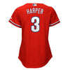 Image of Bryce Harper Philadelphia Phillies Majestic Women's Cool Base Replica Player Jersey - Scarlet 2019