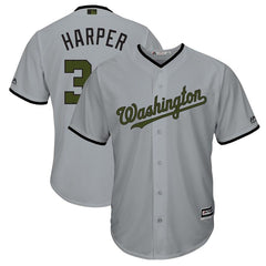 Bryce Harper Washington Nationals Majestic Memorial Day Cool Base Player Jersey - Gray 2019