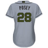 Image of Buster Posey San Francisco Giants Majestic Women's Memorial Day Cool Base Player Jersey – Gray 2019