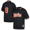 Image of Cal Ripken Jr. Baltimore Orioles Mitchell &amp; Ness Cooperstown Collection Mesh Batting Practice Quarter-Zip Jersey - Black 2019