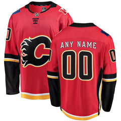 Calgary Flames Home Breakaway Custom Jersey - Red 2019