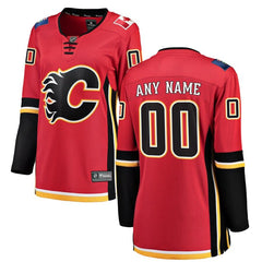 Calgary Flames Women's Home Breakaway Custom Jersey - Red 2019