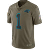 Image of Cam Newton Carolina Panthers Salute To Service Limited Jersey - Olive 2019