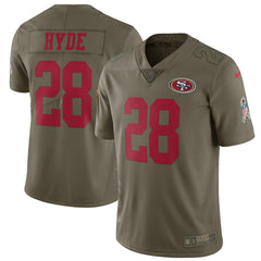 Carlos Hyde San Francisco 49ers Salute To Service Limited Jersey - Olive 2019