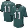 Image of Carson Wentz Philadelphia Eagles Youth Game Jersey - Green 2019