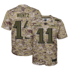 Carson Wentz Philadelphia Eagles Youth Salute to Service Game Jersey - Camo 2019