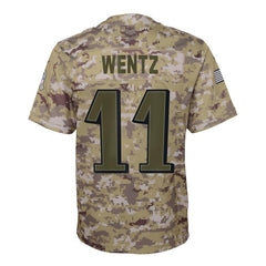 Carson Wentz Philadelphia Eagles Youth Salute to Service Game Jersey - Camo 2019