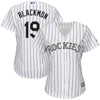 Image of Charlie Blackmon Colorado Rockies Majestic Women's Cool Base Replica Player Jersey – White 2019