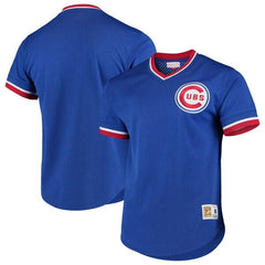 Chicago Cubs Mitchell &amp; Ness Cooperstown Collection Mesh Primary Logo V-Neck Jersey – Royal 2019