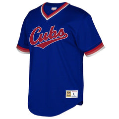 Chicago Cubs Mitchell & Ness Youth Cooperstown Collection Mesh Wordmark V-Neck Jersey – Navy 2019