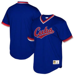 Chicago Cubs Mitchell &amp; Ness Youth Cooperstown Collection Mesh Wordmark V-Neck Jersey – Navy 2019