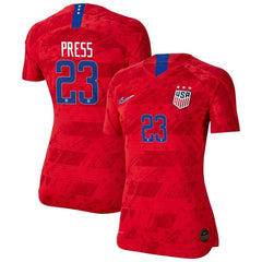 Christen Press USWNT Women's 2019 Away Vapor Player Jersey – Red 2019