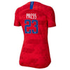 Image of Christen Press USWNT Women's 2019 Away Vapor Player Jersey – Red 2019