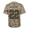 Image of Christian McCaffrey Carolina Panthers Youth Salute to Service Game Jersey - Camo 2019