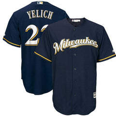 Christian Yelich Milwaukee Brewers Majestic Alternate Official Cool Base Player Jersey – Navy 2019