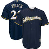 Image of Christian Yelich Milwaukee Brewers Majestic Alternate Official Cool Base Player Jersey – Navy 2019