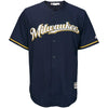 Image of Christian Yelich Milwaukee Brewers Majestic Alternate Official Cool Base Player Jersey – Navy 2019