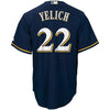 Image of Christian Yelich Milwaukee Brewers Majestic Alternate Official Cool Base Player Jersey – Navy 2019