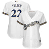Image of Christian Yelich Milwaukee Brewers Majestic Women's Cool Base Player Jersey – White 2019