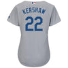 Image of Clayton Kershaw Los Angeles Dodgers Majestic Women's Road Cool Base Replica Player Jersey - Gray 2019