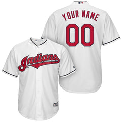 Cleveland Indians Majestic Cool Base Custom Jersey - White 2019