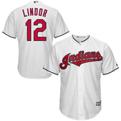 Cleveland Indians Majestic Official Cool Base Francisco Lindor Player Jersey - White 2019