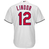 Image of Cleveland Indians Majestic Official Cool Base Francisco Lindor Player Jersey - White 2019