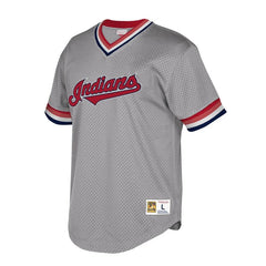 Cleveland Indians Mitchell & Ness Cooperstown Collection Mesh Wordmark V-Neck Jersey – Gray 2019