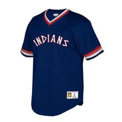 Cleveland Indians Mitchell & Ness Cooperstown Collection Mesh Wordmark V-Neck Jersey – Navy 2019