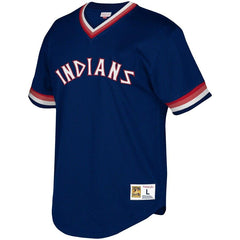 Cleveland Indians Mitchell & Ness Youth Cooperstown Collection Mesh Wordmark V-Neck Jersey – Navy 2019