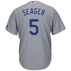 Image of Corey Seager Los Angeles Dodgers Majestic Road Official Cool Base Replica Player Jersey - Gray 2019