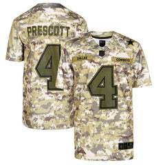 Dak Prescott Dallas Cowboys Youth Salute to Service Game Jersey - Camo 2019