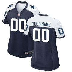 Dallas Cowboys Women's Custom Throwback Game Jersey - Navy 2019