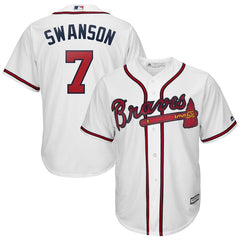 Dansby Swanson Atlanta Braves Majestic 2019 Home Official Cool Base Player Jersey - White 2019