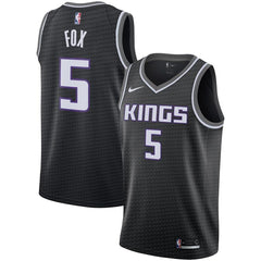 De'Aaron Fox Sacramento Kings Replica Swingman Jersey - Statement Edition – Black 2019