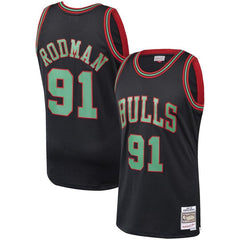 Dennis Rodman Chicago Bulls Mitchell &amp; Ness Hardwood Classics Christmas Swingman Collection Jersey – Black 2019