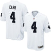 Image of Derek Carr Oakland Raiders Game Jersey - White 2019