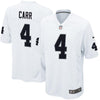 Image of Derek Carr Oakland Raiders Youth Game Jersey - White 2019