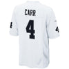 Image of Derek Carr Oakland Raiders Youth Game Jersey - White 2019